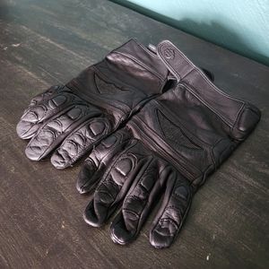 Harley Davidson Men's Distressed Full-Finger Leather Motorcycle Riding Gloves